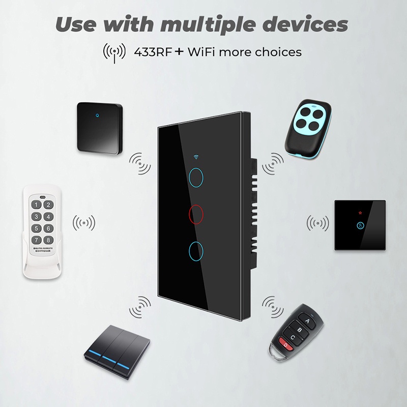 Coza Công Tắc Gắn Tường Thông Minh Tuya Wifi Rf433mhz  Loại 110-250V 120 Công Việc Nhẹ Và Nhạy Cảm Điều Khiển Bằng Giọng Nói Tại Nhà Thông Minh Với Alexa Và Google Home Home Twinkle