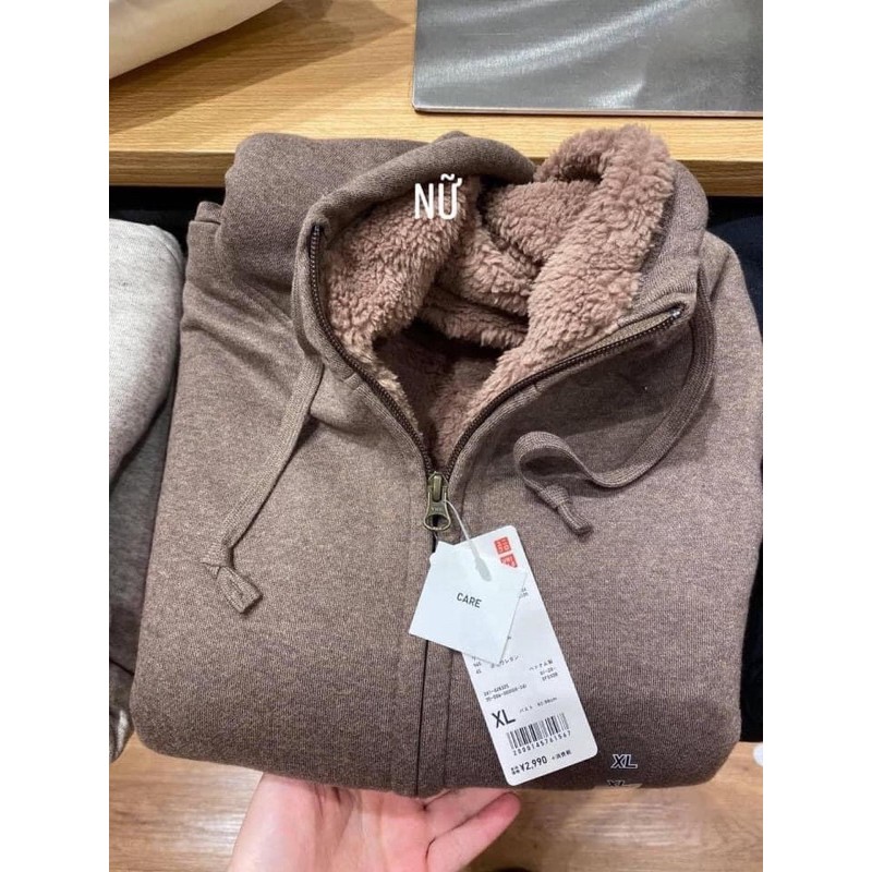 áo khoác nỉ lót lông cừu Uniqlo Nữ ( hàng pick store Nhật show bill)