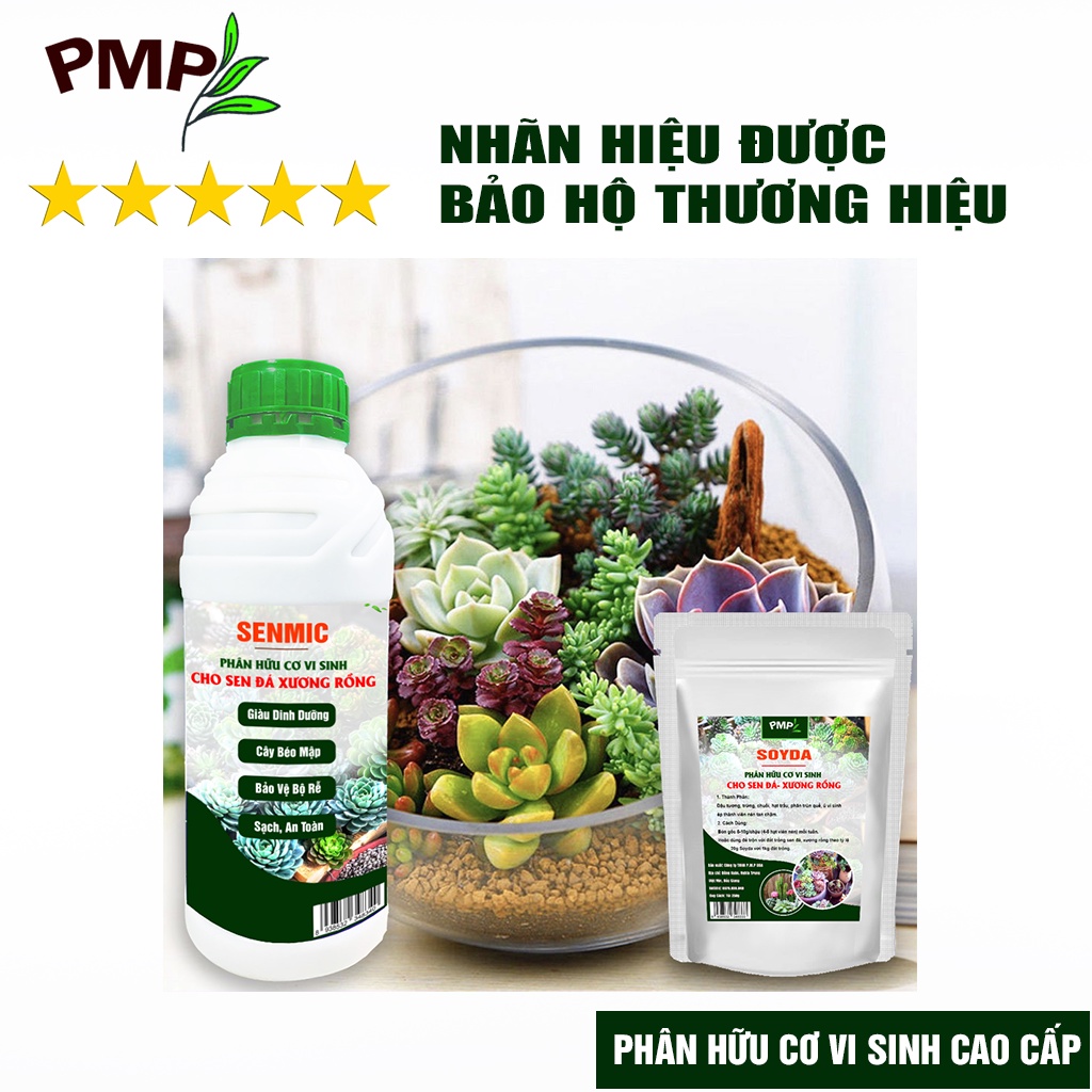 Phân bón sen đá, xương rồng hữu cơ Senmic PMP chai 500 ml