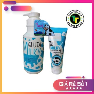 Sữa tắm trắng mịn da Gluta Milky Body Wash Thái Lan 800ml tặng kèm sữa rửa mặt 190ml siêu thần thánh hiệu quả bất ngờ