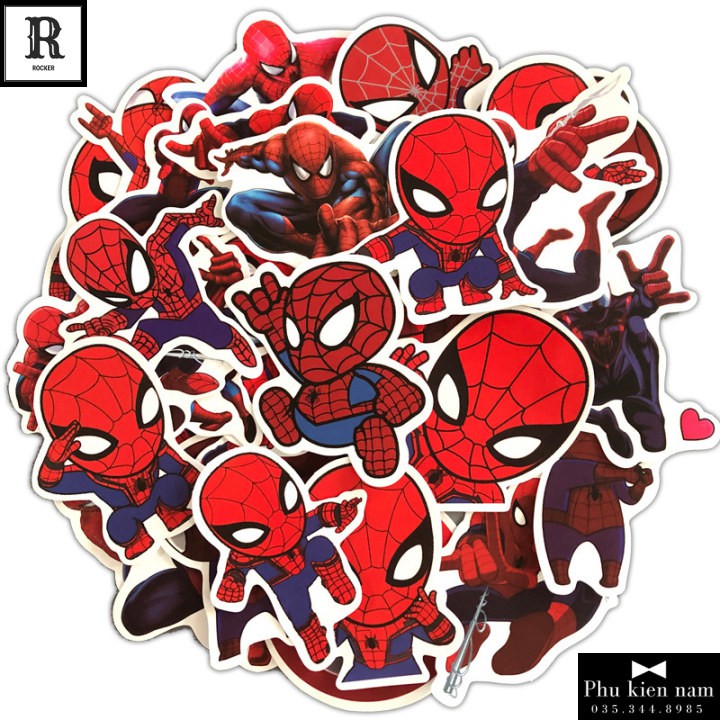 Sticker PVC Chống nước Hình dán 35 Hình Người nhện Marvel ST033