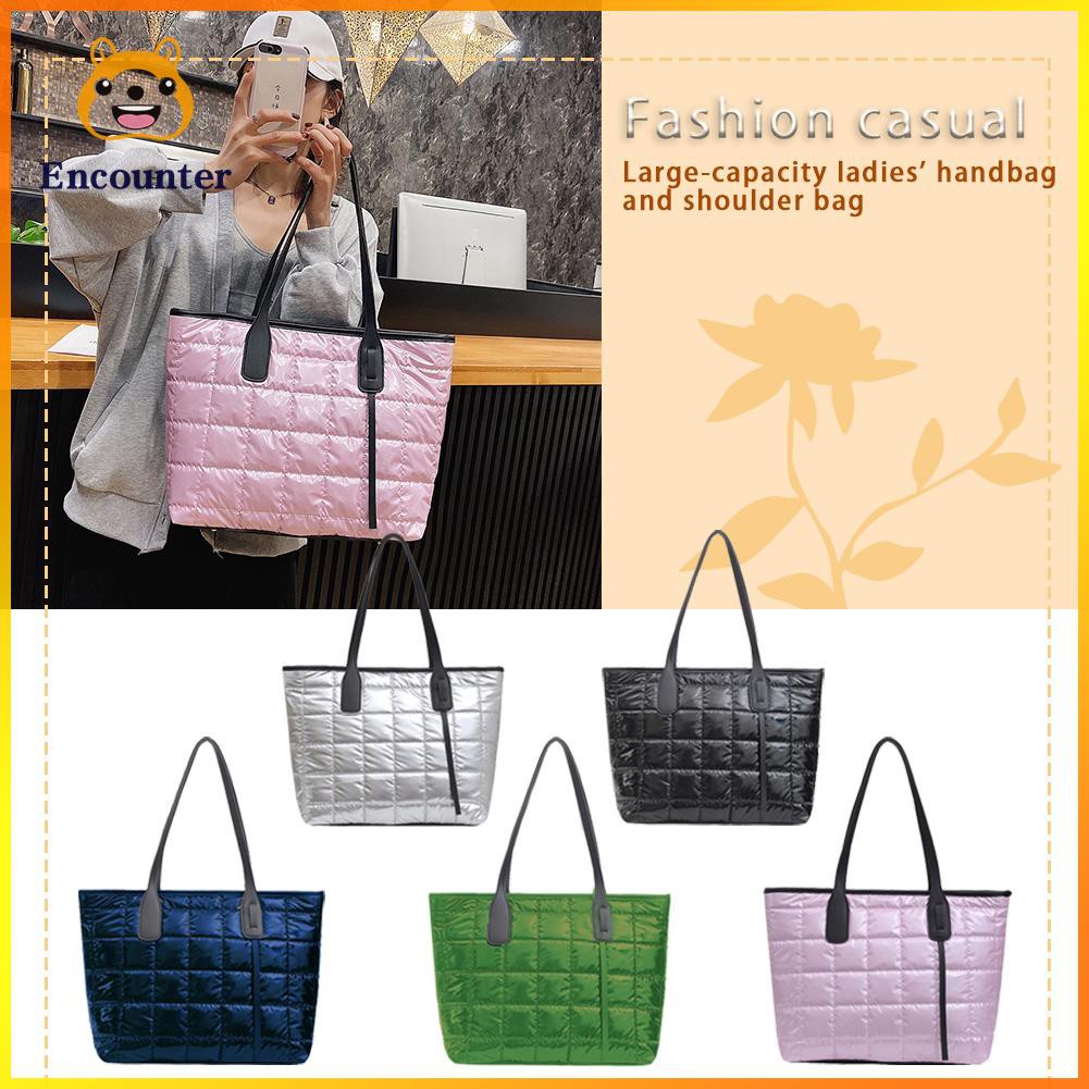 ○Encounter○ Casual Lattice Pattern Space Cotton Handbag Women Big Capacity Shoulder Bag☆