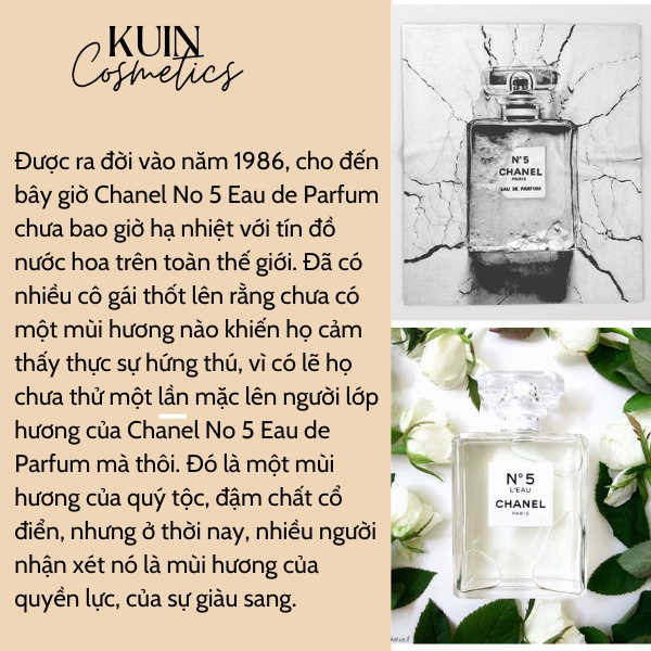 Nước Hoa Nữ N05 L’Eau EDT Dung Tích 100ml - Hương Thơm Tươi Mát Nữ Tính và Sang Trọng