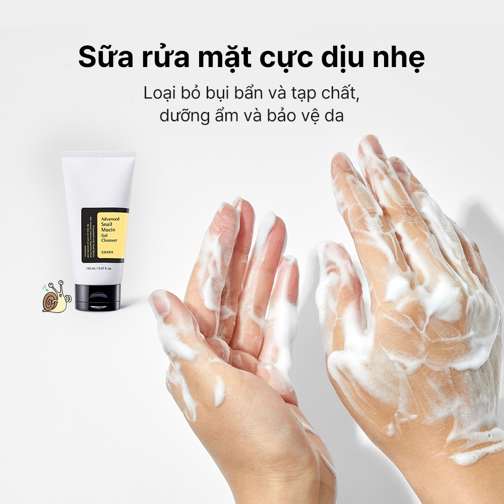 Sữa Rửa Mặt COSRX Advanced Snail Mucin Gel Cleanser 150ml Dạng Gel Chiết Xuất Ốc Sên Cao Cấp