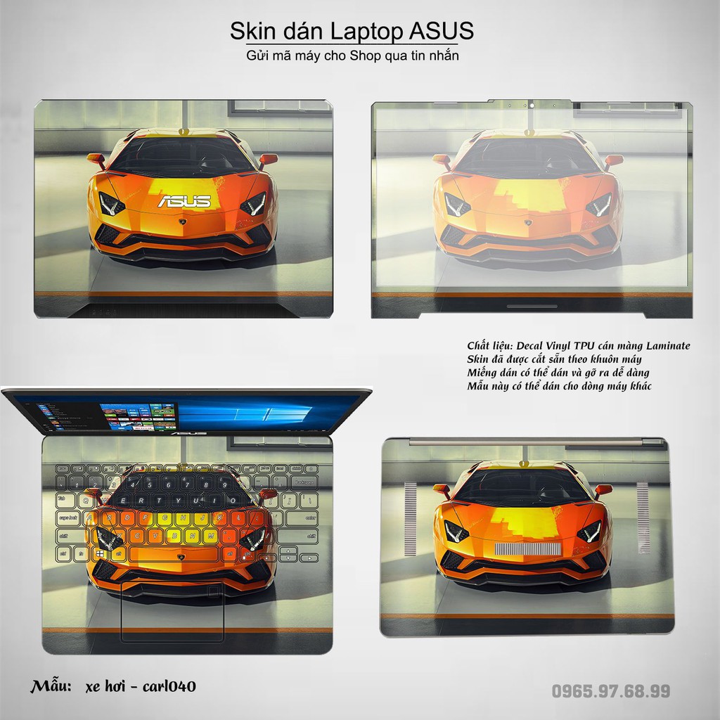 Skin dán Laptop Asus in hình xe hơi nhiều mẫu 2 (inbox mã máy cho Shop)