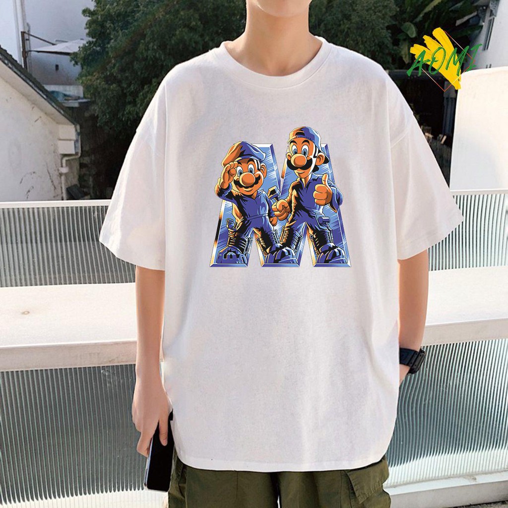 ÁO THUN UNISEX AOMI ĐẶC BIỆT MARIO WORKER FIX M TAY NGẮN TAY LỠ NAM NỮ AOMIVN THỜI TRANG