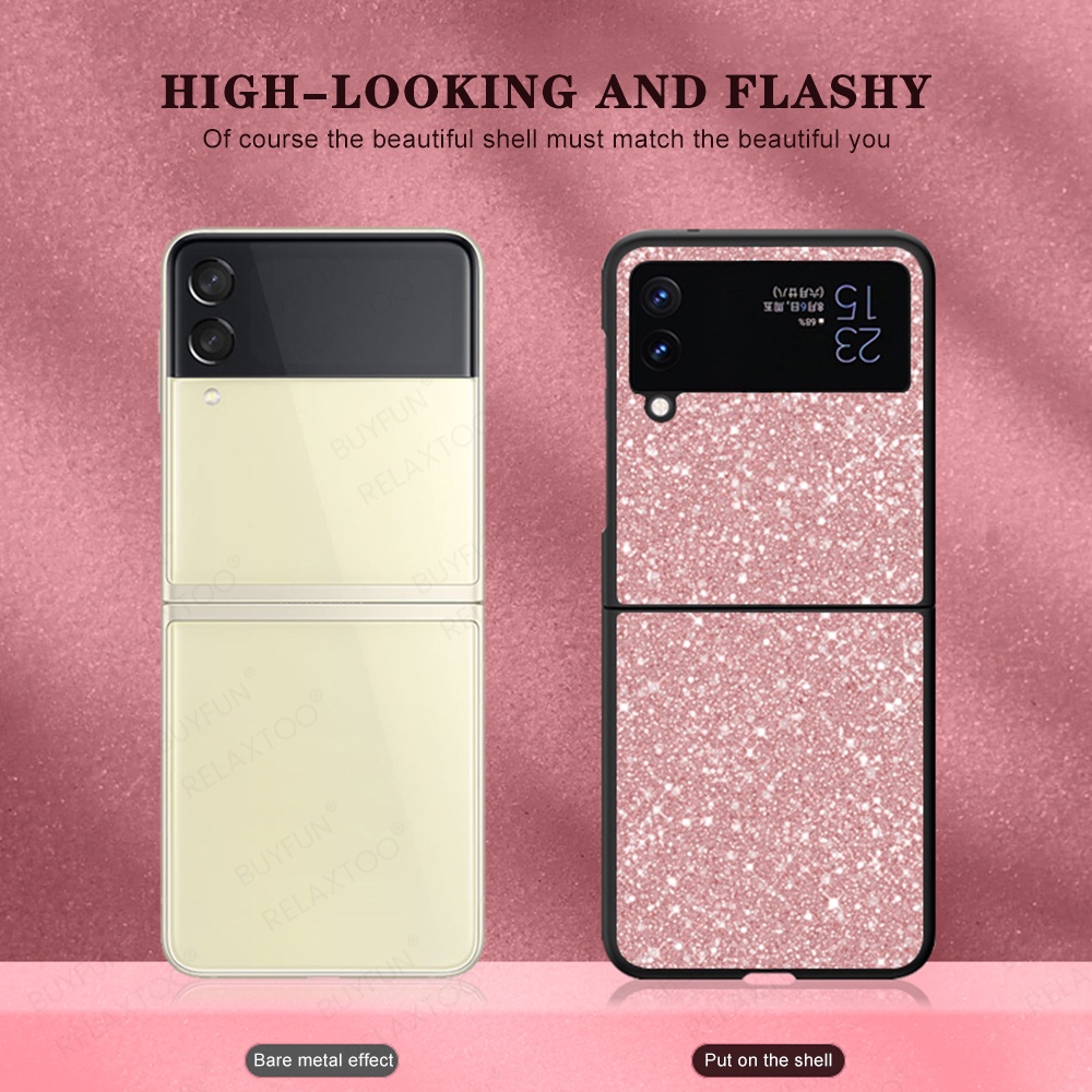 Ốp điện thoại PC cứng lấp lánh cho Samsung Z Flip3 5G Sumsung Galaxy Z Flip 3 ZFlip3 5G