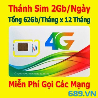 Thánh Sim 4G Viettel 62Gb/Tháng (2Gb/Ngày) Miễn Phí Gọi Các Mạng-V90