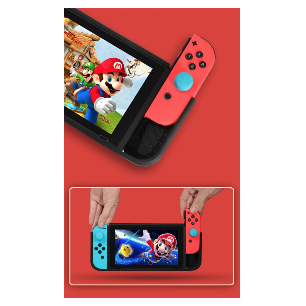 Ốp lưng chống sốc bảo vệ TPU, case gắn được vào dock cho Nintendo Switch ver 1 / ver 2 kèm kính cường lực, bọc núm