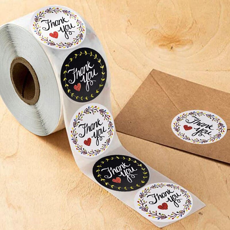 Set 500 Miếng Dán 25mm Chữ Thank You Dùng Để Trang Trí