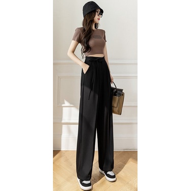 Quần Ống Rộng thắt dây cực xinh cạp cao ,Chất Vải Ruby Xuất Hàn, Mặc Tôn Dáng  săn 3 màu đen, nâu, be