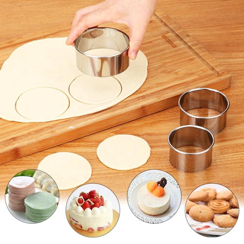 Set 5 Khuôn Cắt Bánh Hình Tròn Bằng Thép Không Gỉ
