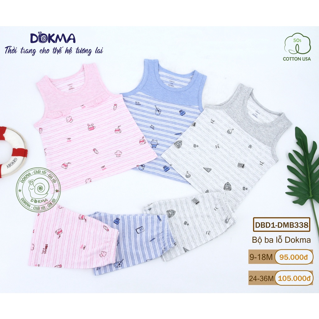 [CHÍNH HÃNG] Bộ quần áo ba lỗ quần đùi hoạ tiết trẻ em DMB338 Dokma