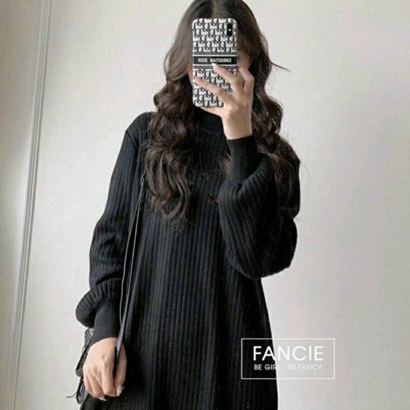 VÁY LEN NỮ DÁNG SUÔNG DÀI TAY, VÁY DÁNG SUÔNG TAY BỒNG CHẤT TIXI ĐẸP