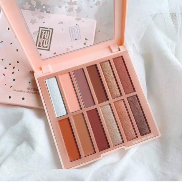 BESTSELLER- Phấn Mắt 12 Ô TuTu Sakura Flowers Eyeshadow Phiên Bản Hoa Anh Đào Chính Hãng TU TU Nội Địa Trung