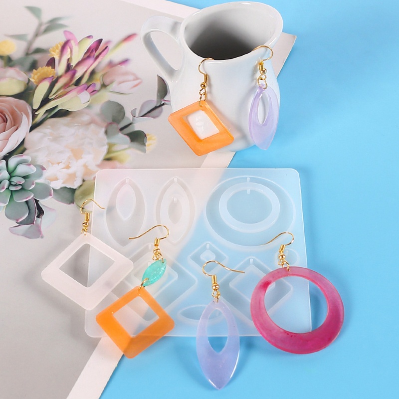 Khuôn Silicone Làm Mặt Trang Sức Hình Thoi Bất Đối Xứng Diy