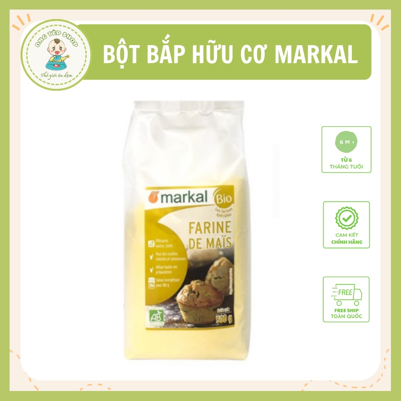 100gr bột bắp hữu cơ Markal dùng làm các món bánh, bữa phụ cho bé ăn dặm