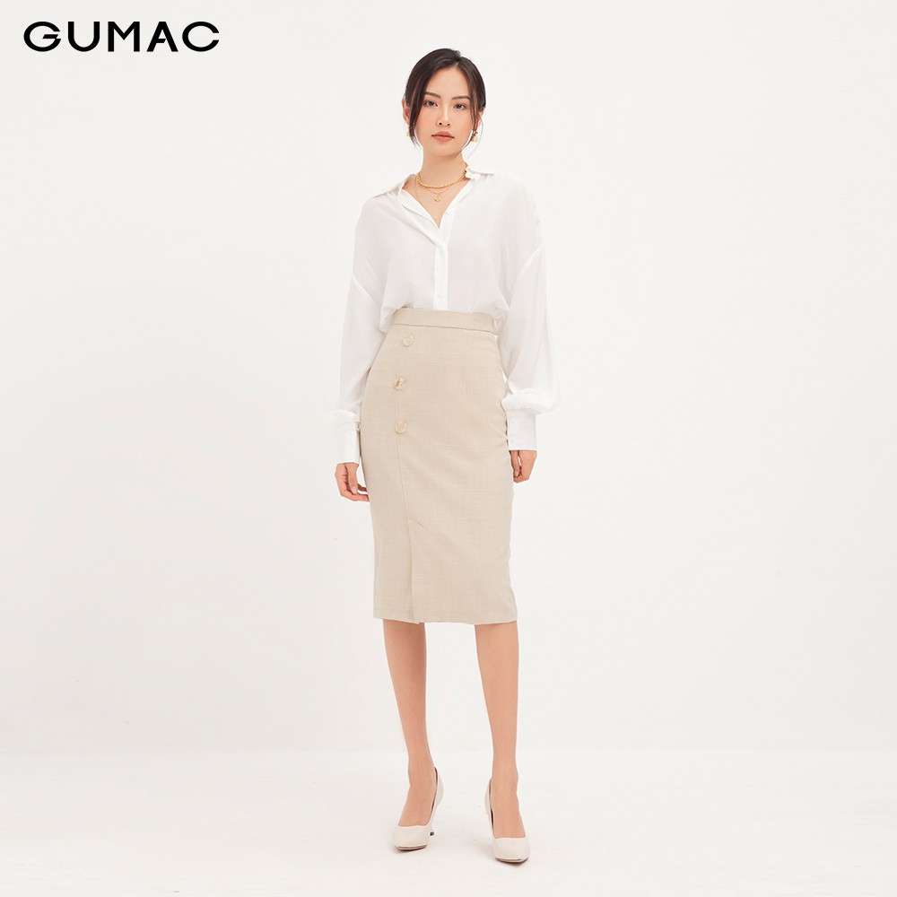Chân váy nữ phối 3 nút GUMAC VA12121 | BigBuy360 - bigbuy360.vn