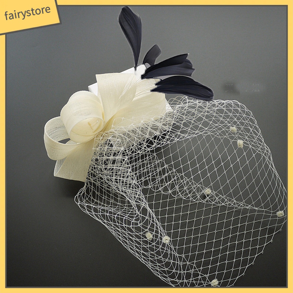 Kẹp tóc kết hợp mạng che mặt cô dâu phong cách retro