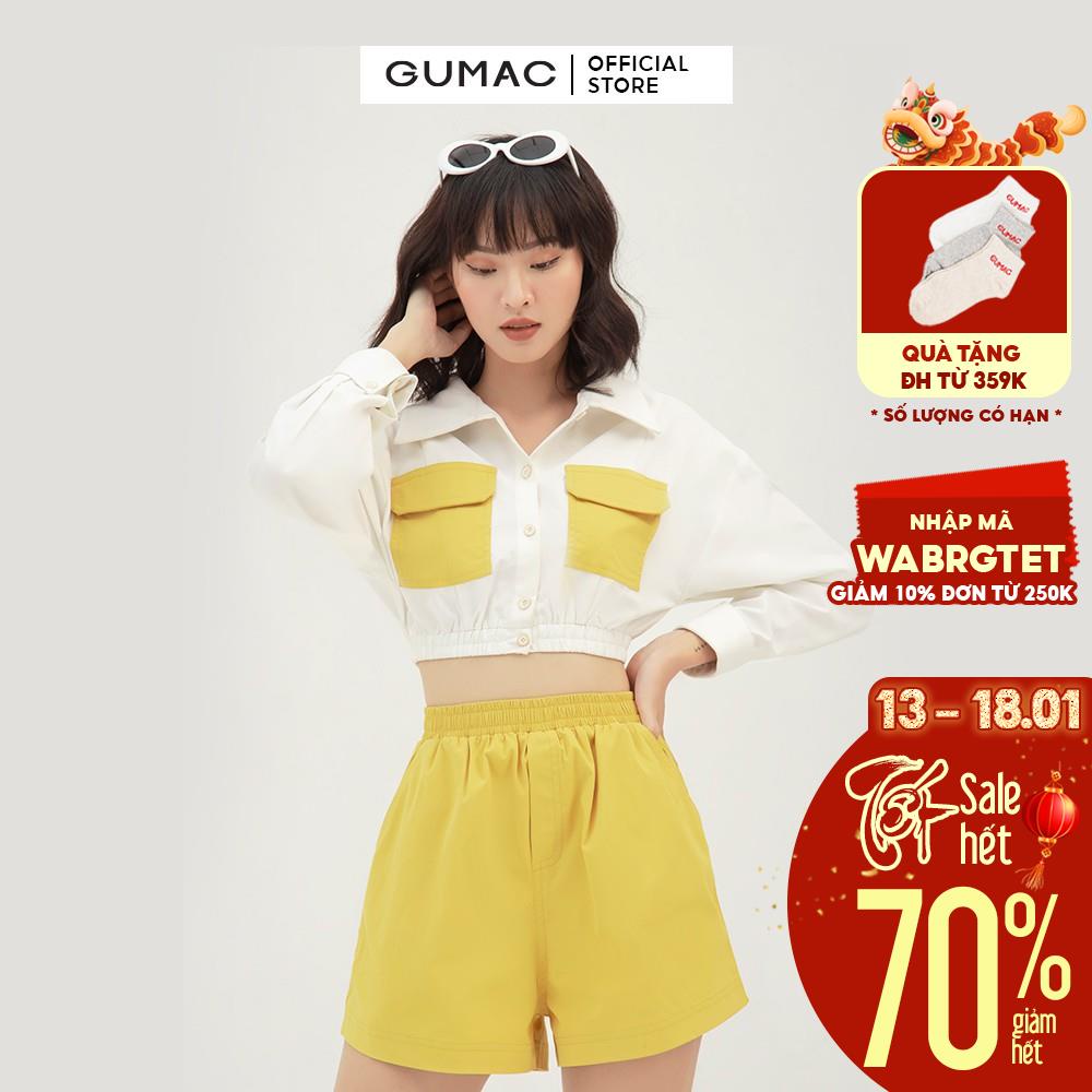 [Mã WABRGUM giảm 10% tối đa 30K đơn 99K] Áo croptop nữ phối túi GUMAC phong cách năng động màu trắng AB3125