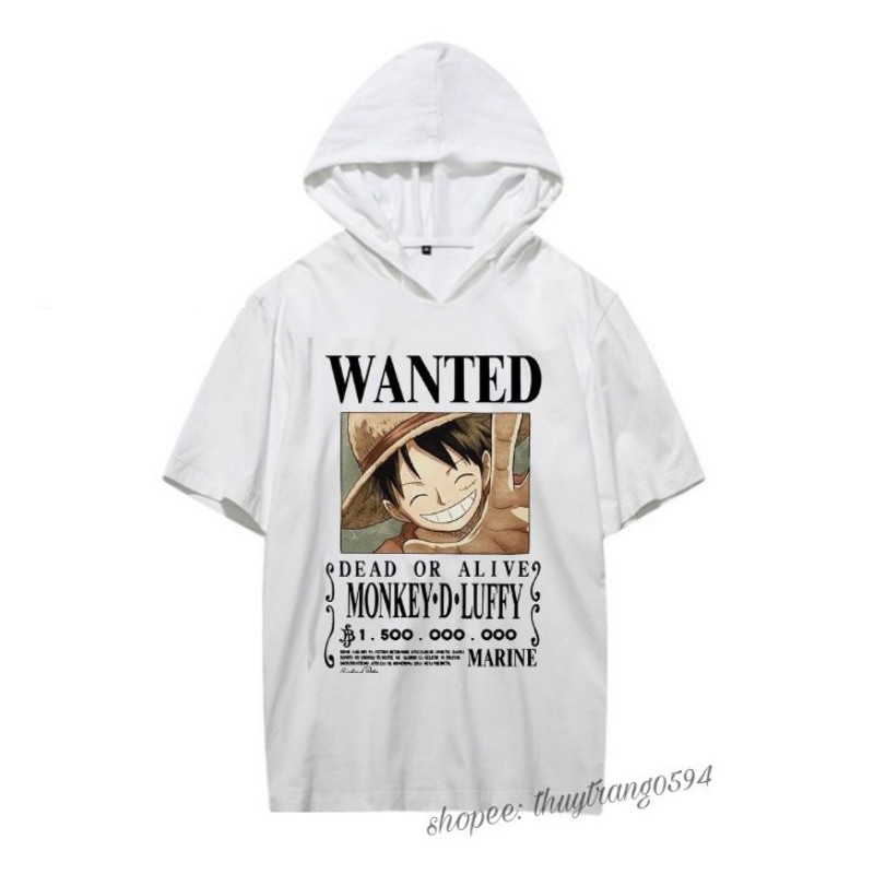 Áo Hoodie Tay Lửng Wanted Truy Nã One Piece, Áo Wanted luffy, Ace, Shanks, Chopper, Nami, Sanji, Zoro