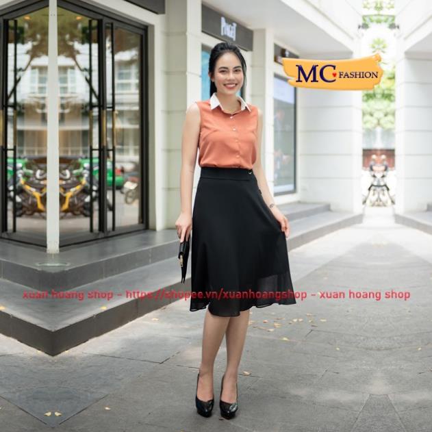 Chân Váy Xòe Dài Công Sở Lưng Cao Đẹp Mc Fashion, Màu Đen Ngắn, Chất Vải Mát Cv0469 VIP