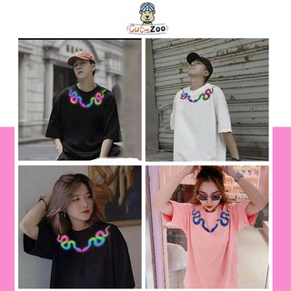 Áo thun tay lỡ form rộng phản quang Sna.ke unisex nam nữ chất cotton mềm mát - CUTEZOO