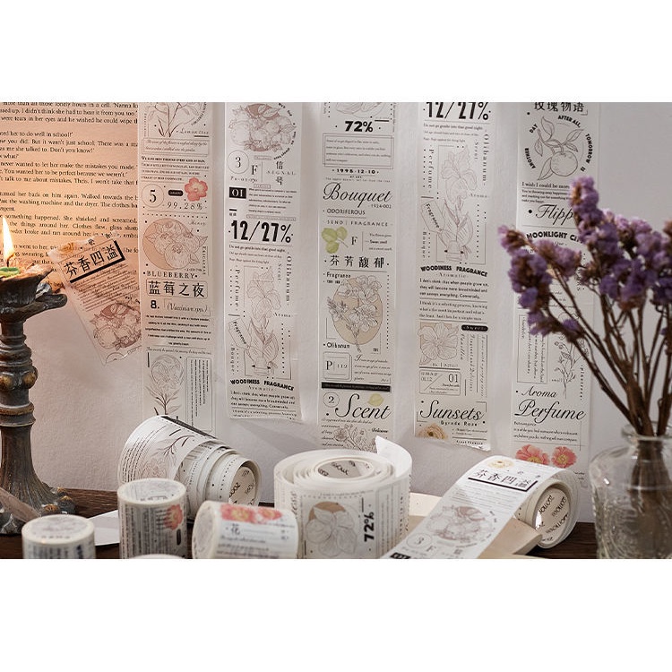 Băng keo washi tape vintage đen trắng 5x35cm - 3 mẫu