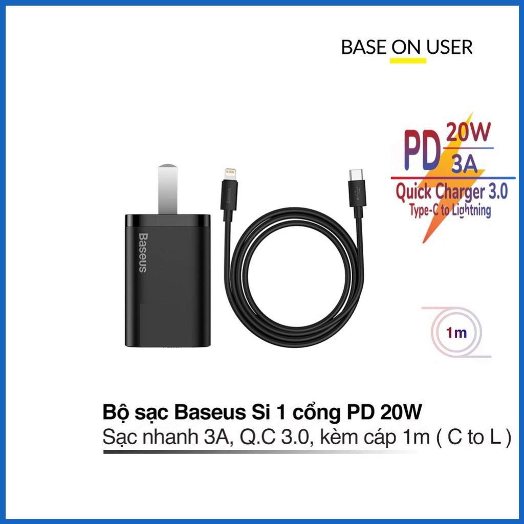 Bộ sạc nhanh 20W cho Iphone chuẩn PD dùng cho IP13 12 11 Pro Max XS 8 7 6 5