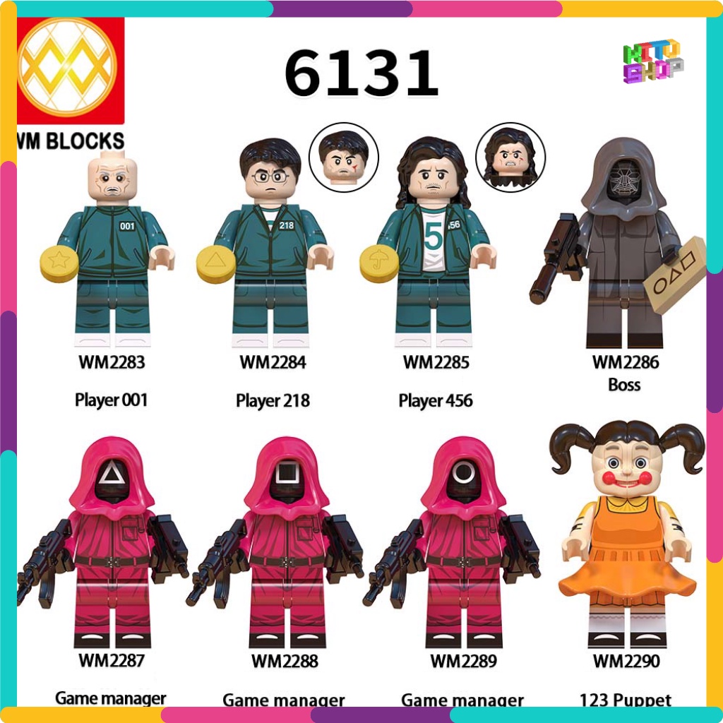 Đồ Chơi Xếp Hình Lego Minifigures Mô Hình Nhân Vật Phim Truyện Squid Game Trò Chơi Con Mực WM6131