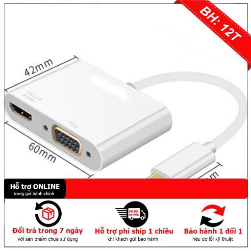 Dây cáp kết nối chuyển đổi sang HDMI, VGA nhỏ gọn - Cable USB - Type C to VGA and HDMI
