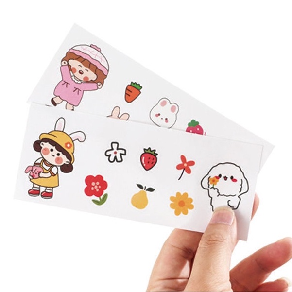 Miếng Dán Sticker Họa Tiết Hoạt Hình Trang Trí Cốc Nước, Bình Giữ Nhiệt, Thiệp Quà Tặng Decor Dễ Thương