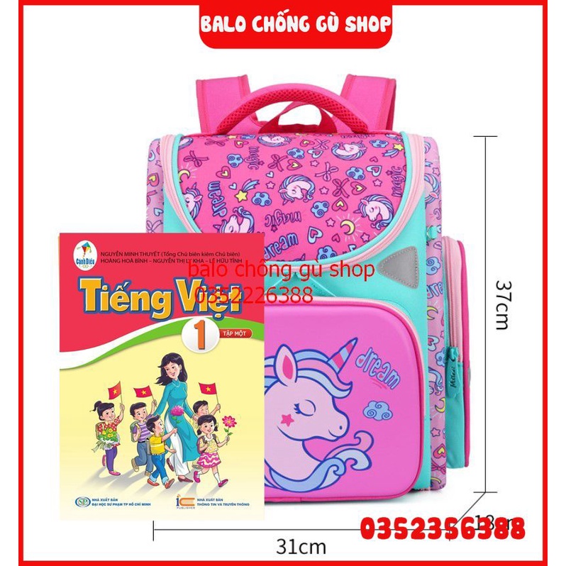 Balo cho bé trai - gái tiểu học, ba lô học sinh nam nữ đi học cấp 1 chống gù, siêu nhẹ.