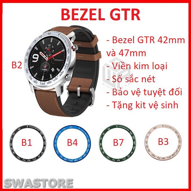 [Tặng cường lực] Vòng Bezel thép bảo vệ viền đồng hồ Amazfit GTR 47mm GTR 42mm