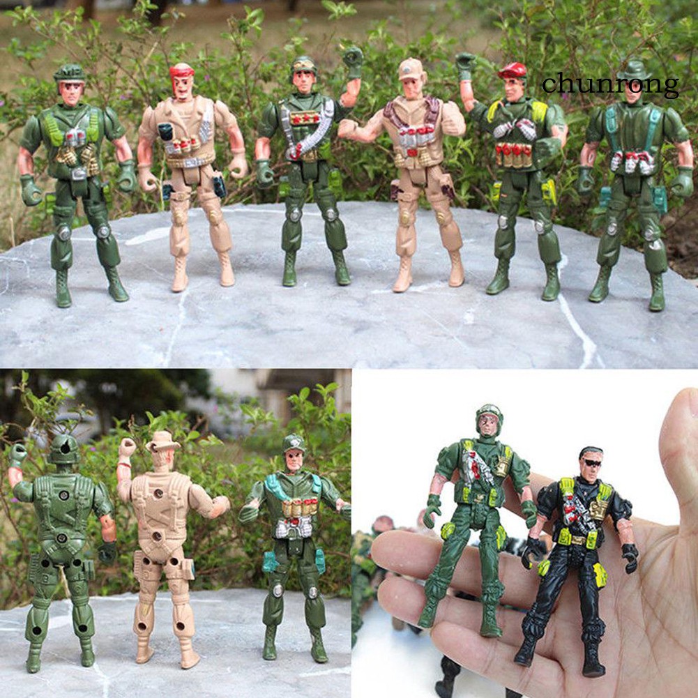CR+9cm Mini Kids Plastic Military Soldier Model Army Men Figure Toy Home Decor