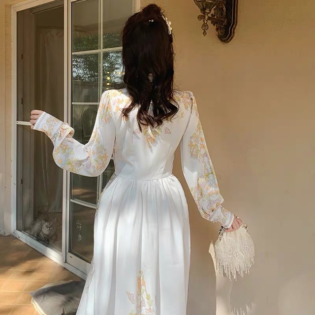 Đầm mãi hoạ tiết thiết kế cao cấp