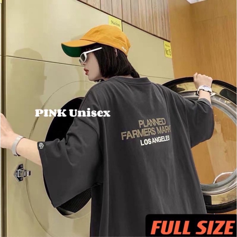 Áo thun phông logo tay Full size PINK tay lỡ form rộng LOS ANGELES Unisex