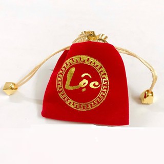 Túi gấm nhung chữ lộc; màu đỏ; 9x7cm - sp005135