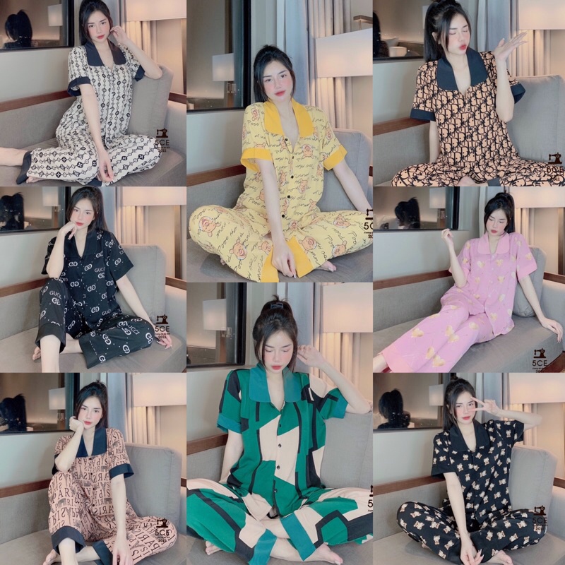 Bộ Pijama cổ sen chất lụa mango mềm mát, mịn, nhẹ + Ảnh thật