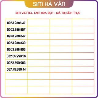 SIM VIETTEL TAM HOA GIỮA – TỨ QUÝ GIỮA – SỐ ĐẸP MAY MẮN – TÀI LỘC (Bảng 4)