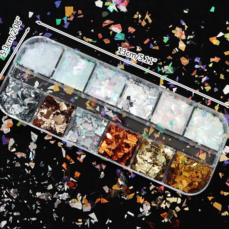 [Hàng mới về] Hộp sequin lấp lánh trang trí móng nghệ thuật tự làm đa dụng thời trang