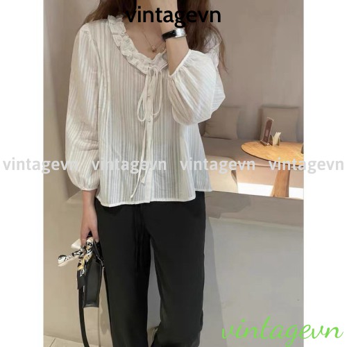 {vintagevn} áo babydoll tiểu thư Ulzzang A207 cổ ren quảng châu Thời trang Xmin HIHISHOPHAHA | BigBuy360 - bigbuy360.vn