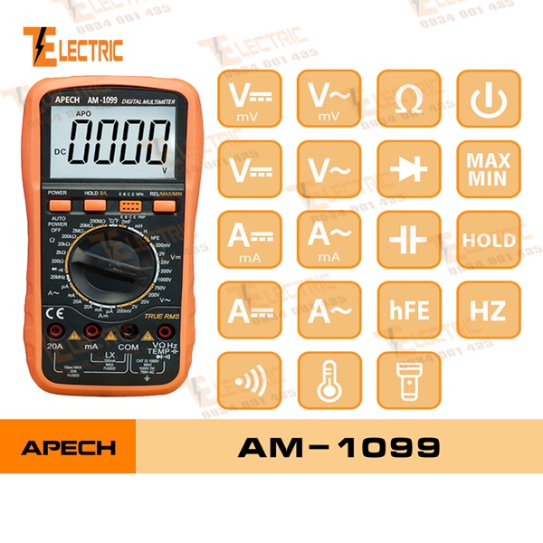 Apech AM - 1099 Đồng Hồ Đo Điện Vạn Năng Đo Tần Số Đo Tụ Đo Henry Apech AM 1099