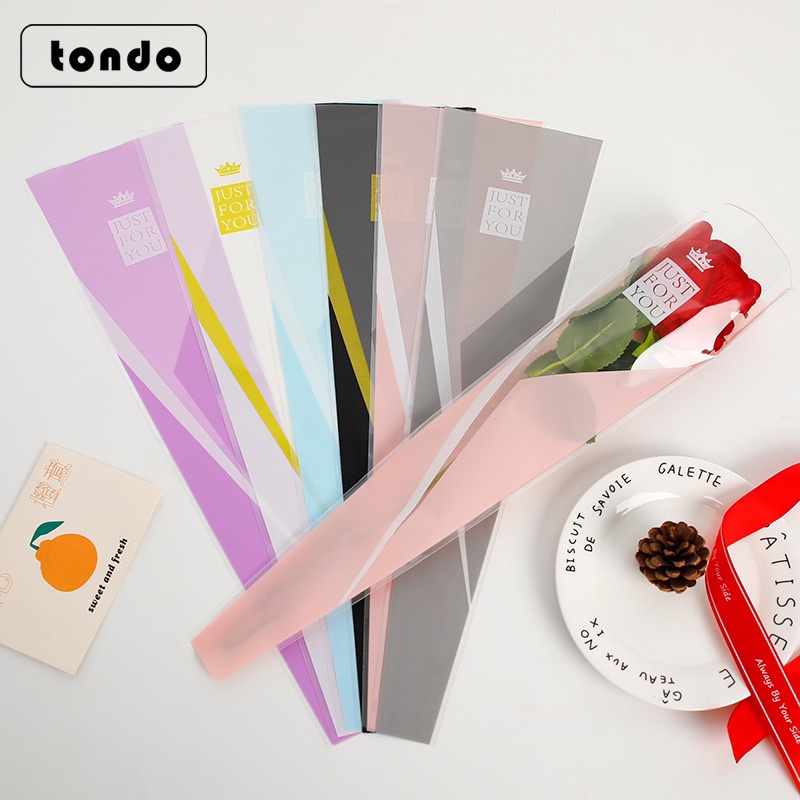 SET 10 Túi Đựng Hoa 1 Bông Chữ Just For You Đẹp Nhiều Màu KT 45cm - 13cm