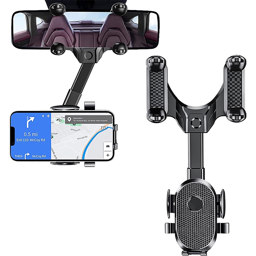 Giá đỡ điện thoại GPS GUUGEI gắn gương chiếu hậu bên trong xe hơi điều chỉnh được xoay 360 độ tiện lợi