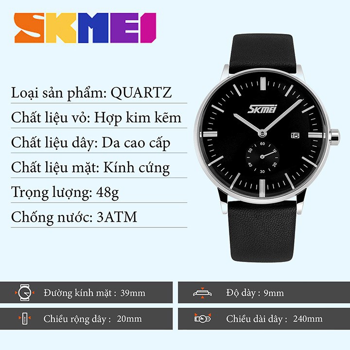 ĐỒNG HỒ DÂY DA NAM CAO CẤP CHÍNH HÃNG SKMEI 9083 Bán lẻ giá sỉ