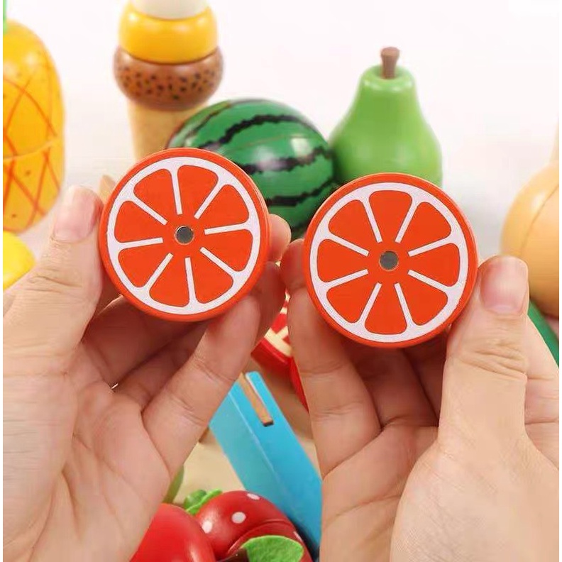 [SALE] Bộ đồ chơi cắt hoa quả bằng gỗ có nam châm - Đồ chơi nhà bếp cho bé