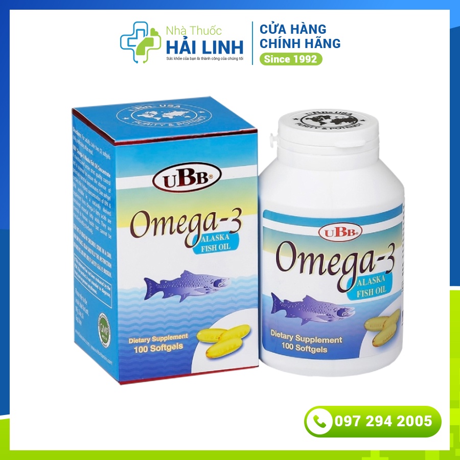 Omega 3 UBB⚡Chính hãng⚡Hộp 100 viên Bổ sung các acid béo Omega 3 gồm EPA và DHA