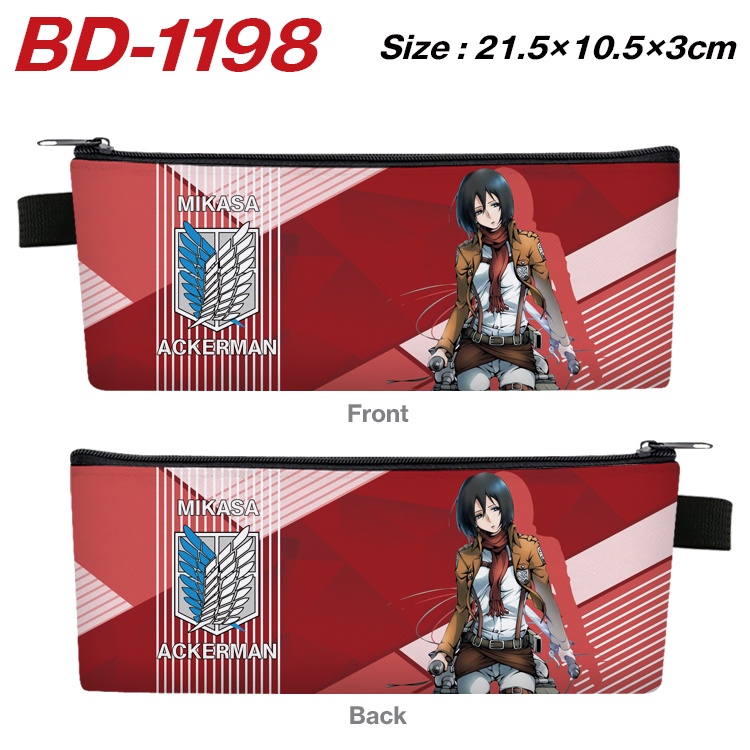 Túi Đựng Bút Mini Bằng Da PU Họa Tiết Attack on Titan Mikasa Ackerman Eren Jaeger Cho Học Sinh