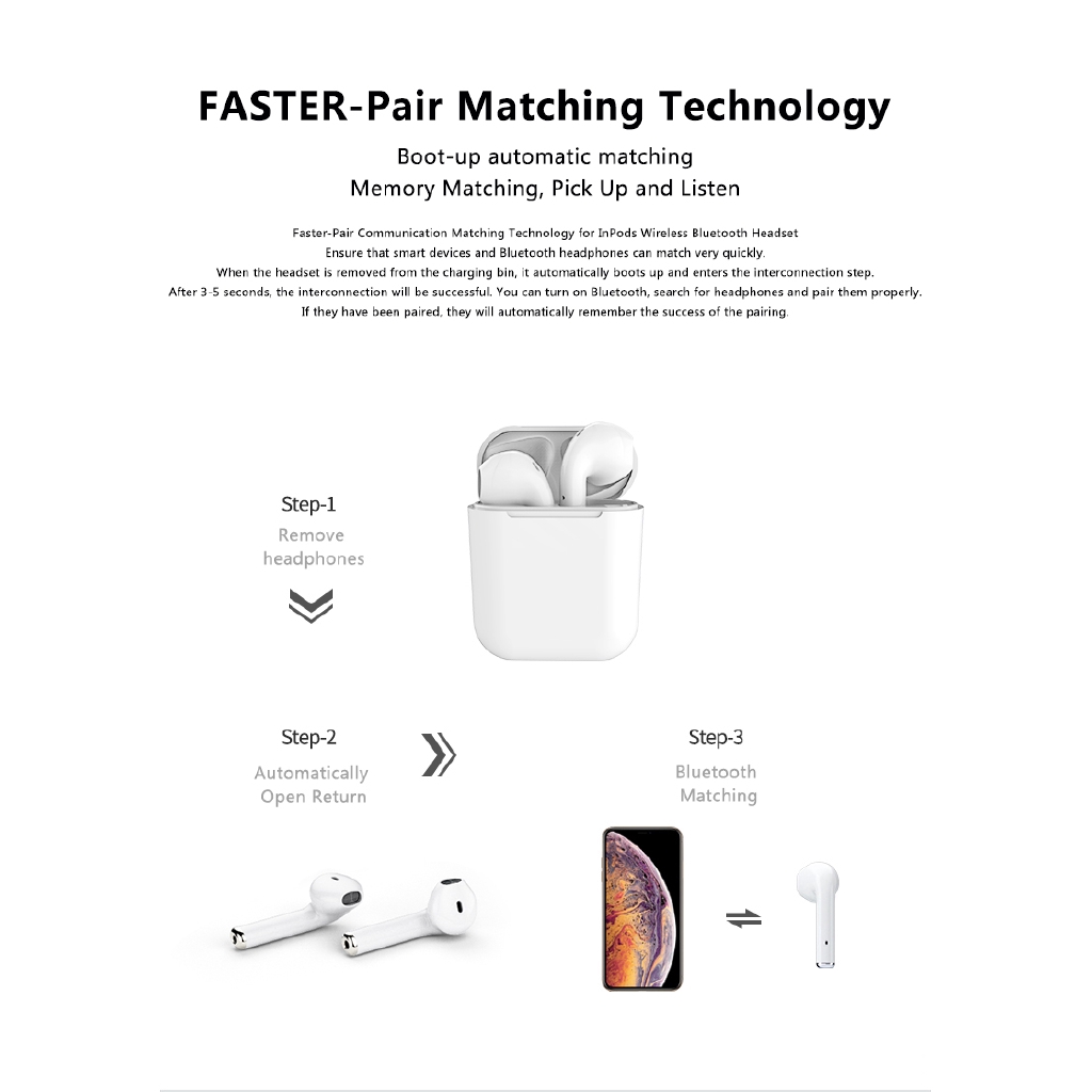 Tai nghe không dây bluetooth Tws I12 Inpod điều khiển cảm ứng | BigBuy360 - bigbuy360.vn
